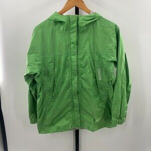 Marmot girls bright green windbreaker hooded jacket‎ size L